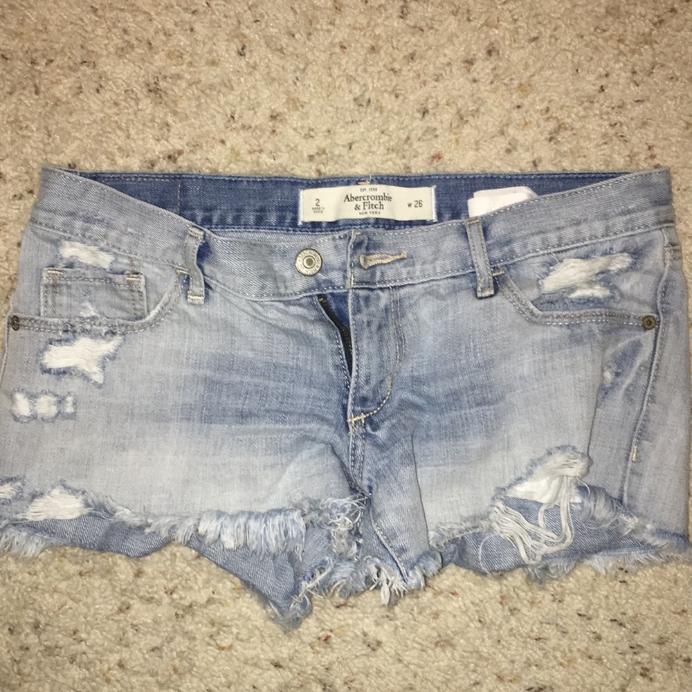 light washed Denim distressed shorts